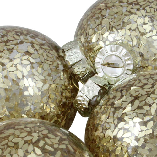 4ct Clear and Gold Shiny Seeds Glass Christmas Ball Ornaments 4" (101.5mm)