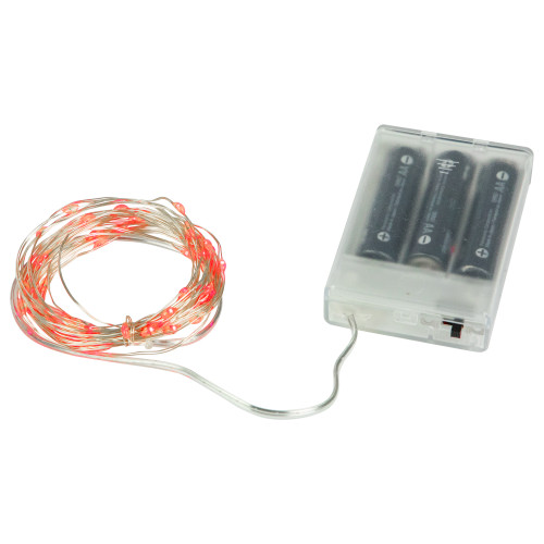50-Count Red LED Micro Fairy Christmas Lights - 16ft, Copper Wire