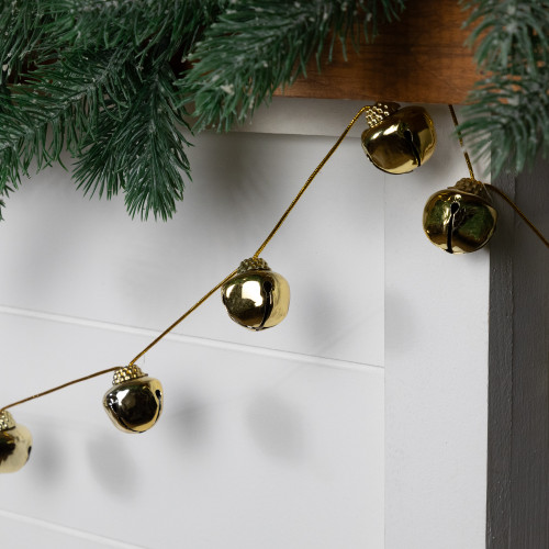 Shiny Metal Christmas Jingle Bells Garland - 7.5' - Gold