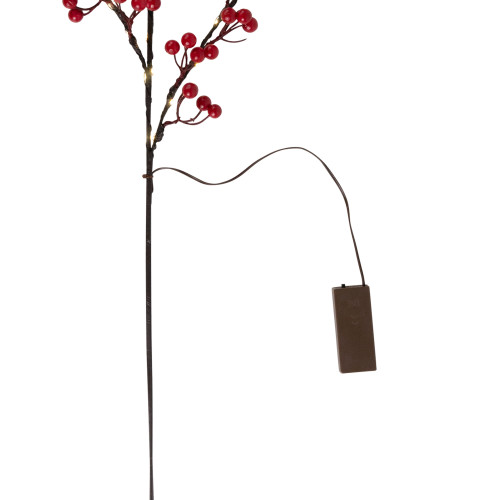 Lighted Berries Christmas Spray - 29" - Warm White