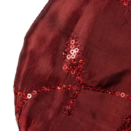 20" Red and Gold Leaf Christmas Stocking with Wavy Sequined Cuff