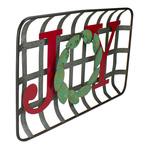 24" Red and Green "JOY" Rustic Tobacco Basket Christmas Wall Decor
