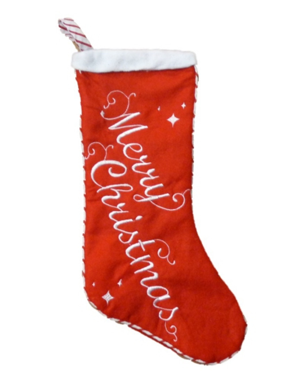 Red Felt Stitched Merry Christmas Stocking
