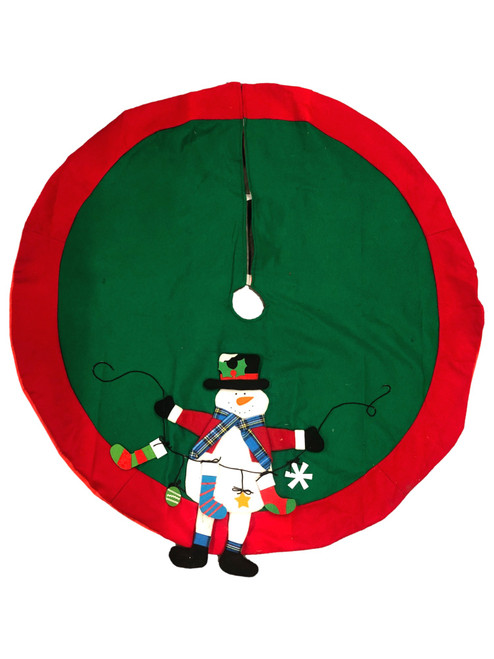 Home Accents Snowman Green Holiday Christmas Tree Skirt 48 Inch