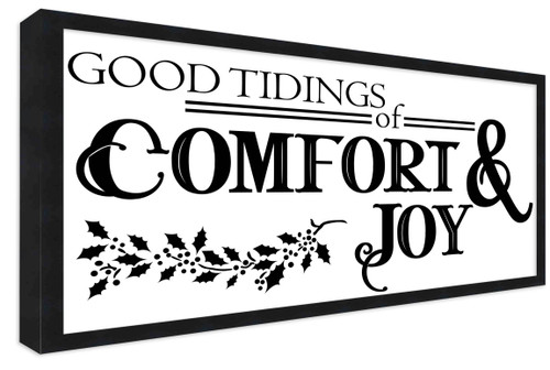 Good Tiding of Comfort and Joy 7.5" x 13.5" Framed Christmas Wall Decor Art Print Sign Poster in a Black Wooden Frame with UV Acrylic and Hangers