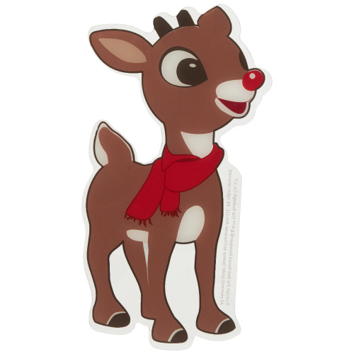 8" Rudolph in Red Scarf Double Sided Gel Window Cling Decoration