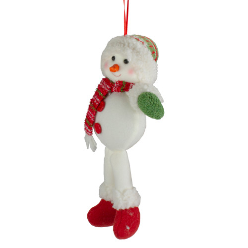 13" Jolly Smiling Plush Snowman Hanging Christmas Ornament