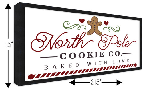 North Pole Cookie Company Gingerbread 11.5" x 21.5" Framed Christmas Wall Decor  Sign Poster in a Black Wooden Frame with UV Acrylic and Hangers