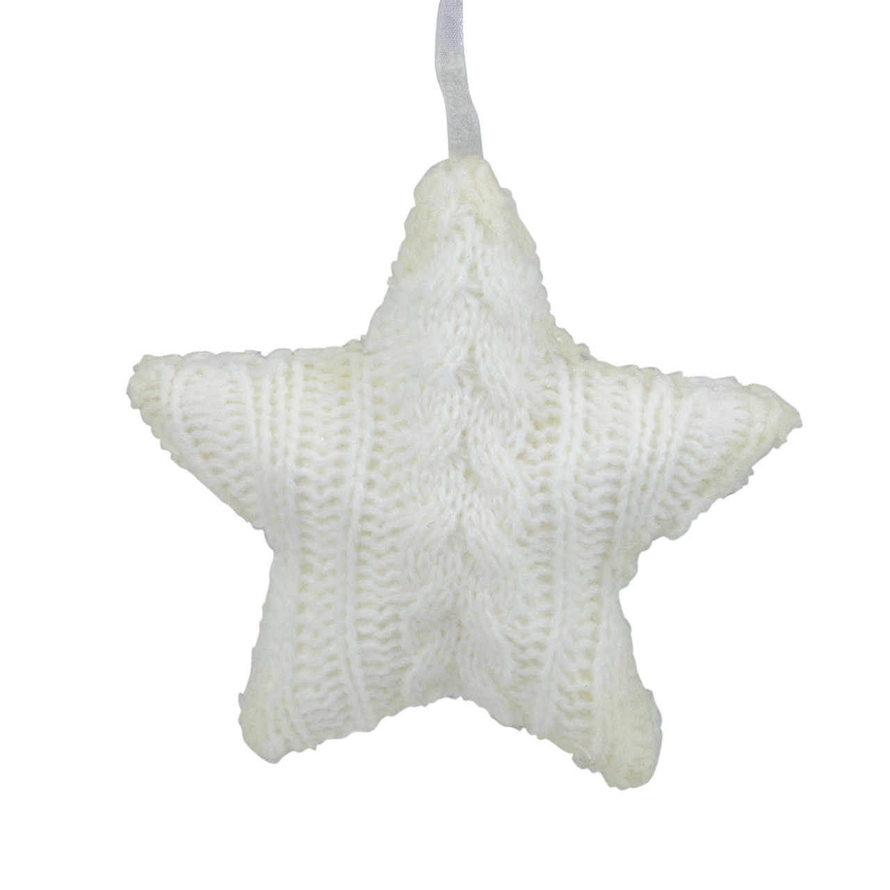 4" Cream Cable Knit Star Christmas Ornament