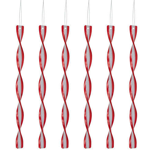 6ct Red and White Candy Swirl Christmas Ornaments 8"