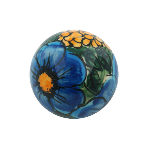 Polmedia Polish Pottery Christmas Ball Ornament 3" Corn In The Blue