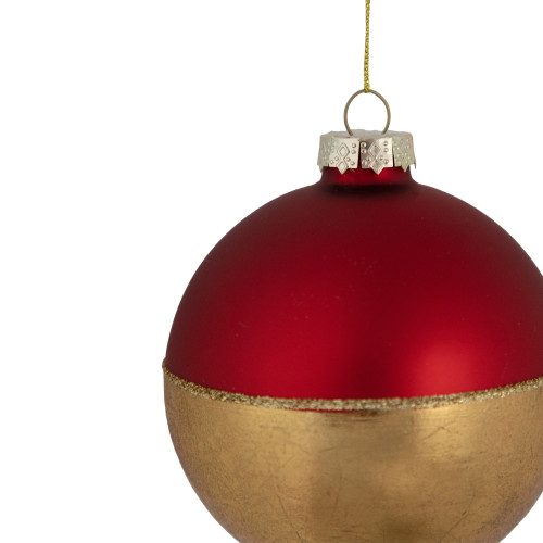 3.5" Red and Gold Glass Ball Christmas Ornament