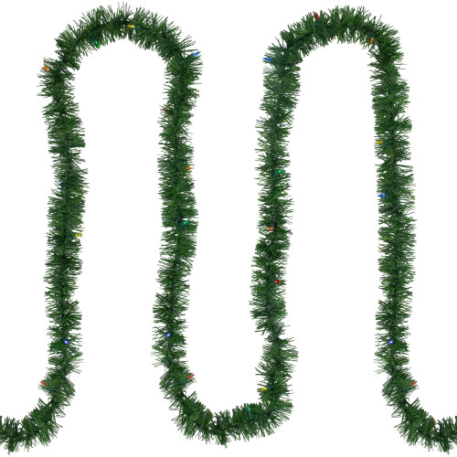 Pre-Lit LED Battery Operated Pine Artificial Christmas Garland - 18' - Multicolor Lights