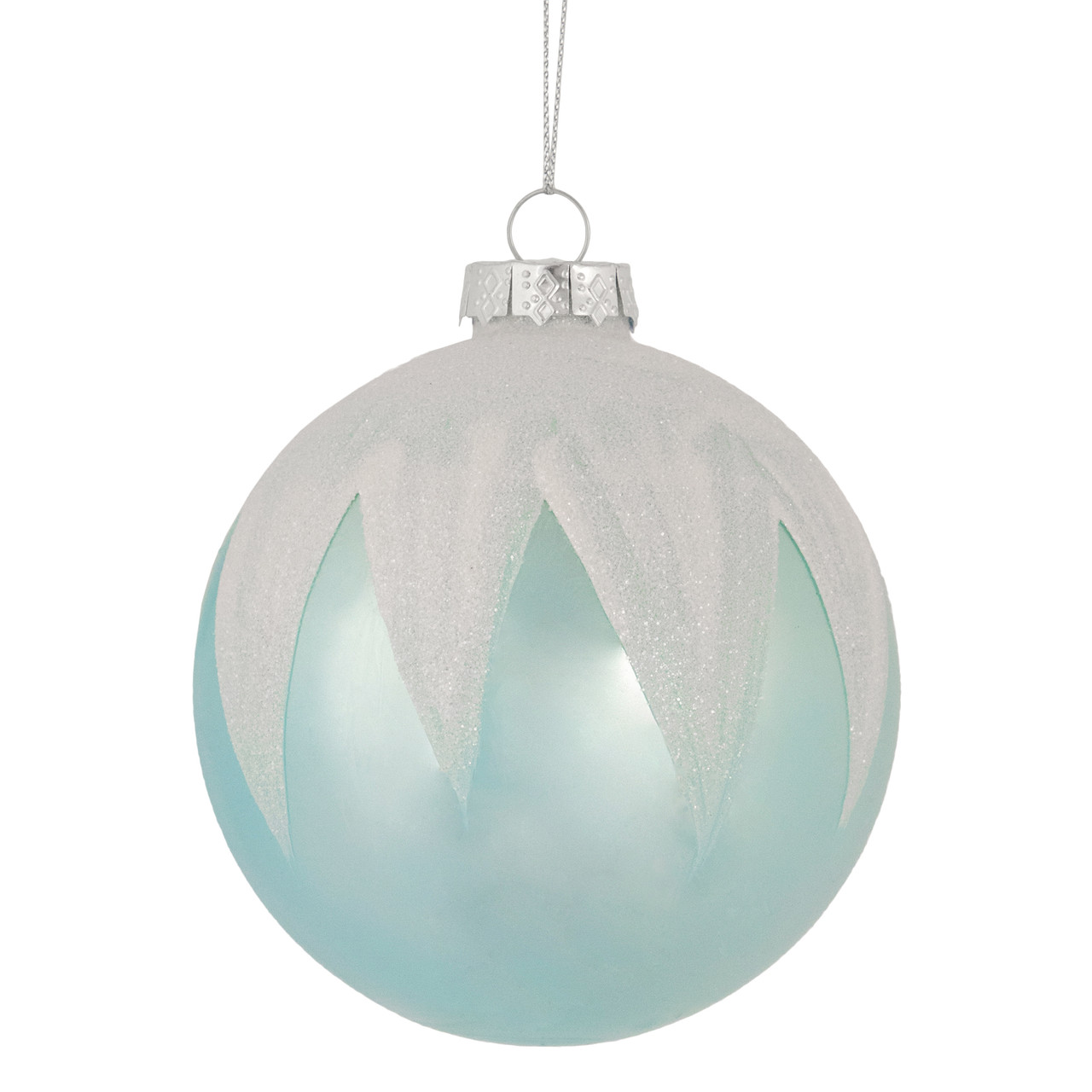 4" Blue and White Glass Ball Christmas Ornaments