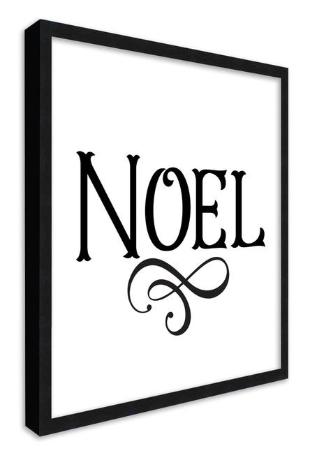 Noel Vintage 15.5" x 15.5" Framed Christmas Wall Decor Art Print Sign Poster in a Black Wooden Frame with UV Acrylic and Hangers