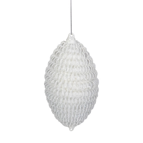 5.5" White Glitter Spiral Coiled Wire Finial Christmas Ornament