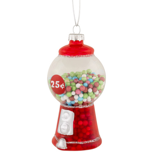 4" Retro Gumball Machine Glass Christmas Ornament