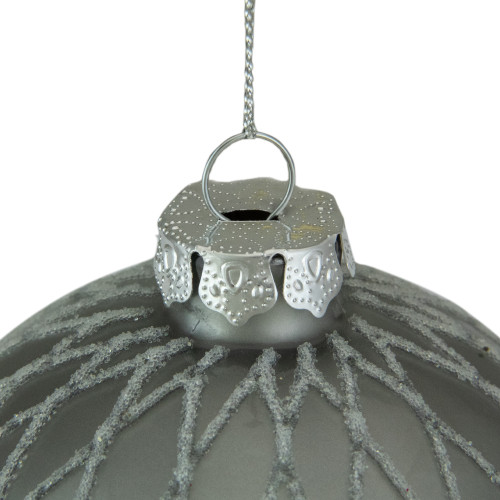 4" Gray Diamond Pattern Christmas Ball Glass Ornament