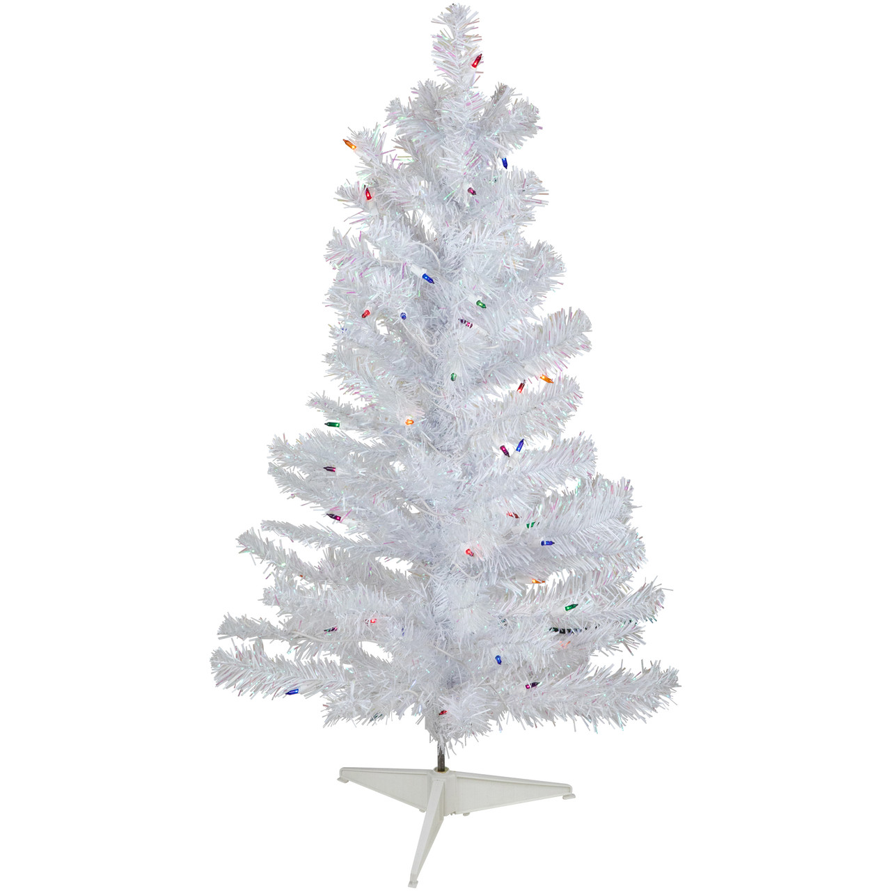 3' Pre-lit White Iridescent Pine Artificial Christmas Tree - Multi Lights