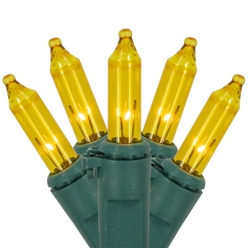 Mini Christmas Lights - Yellow - 20.25' Green Wire - 100ct
