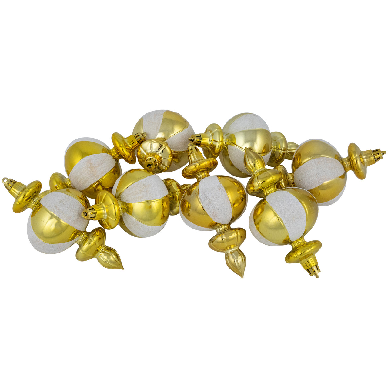 8ct Gold Shiny Finish Shatterproof Finial Christmas Ornaments, 6"
