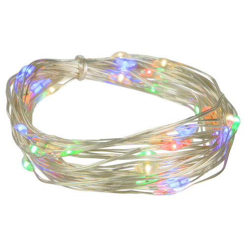 50-Count Multicolor LED Micro Fairy Christmas Lights - 16ft, Copper Wire