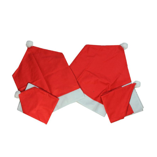 Set of 4 Red Santa Hat Christmas Chair Covers with Cuff and Pom-Pom 23.5"