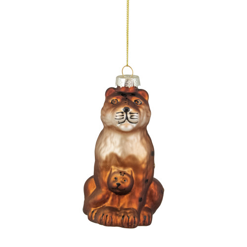 4" Orange and Black Glass Lion Christmas Ornament