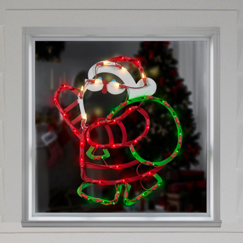 17.5" Lighted Santa Claus with Gift Sack Outdoor Christmas Window Silhouette