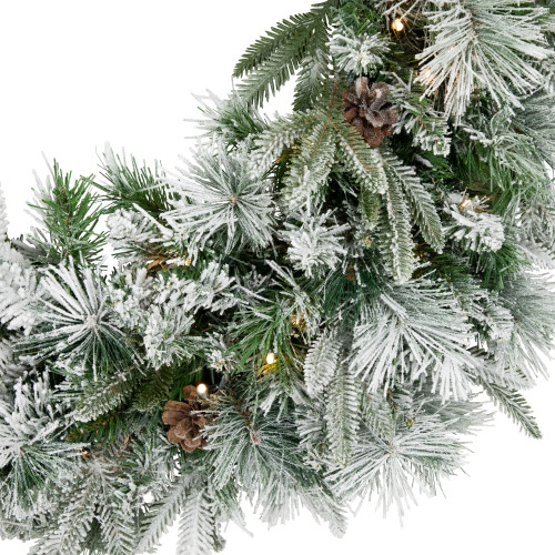 Real Touch?? Pre-Lit Flocked Rosemary Emerald Angel Pine Artificial Christmas Wreath - 30" - Clear LED Lights