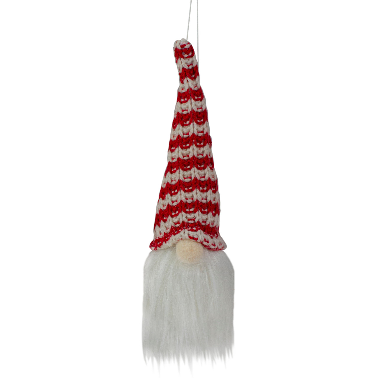 8" Lighted Red and White Knit Gnome Head Christmas Ornament