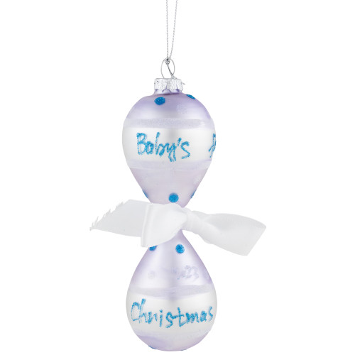 5" Baby Boy's First Christmas 2023 Glass Ornament