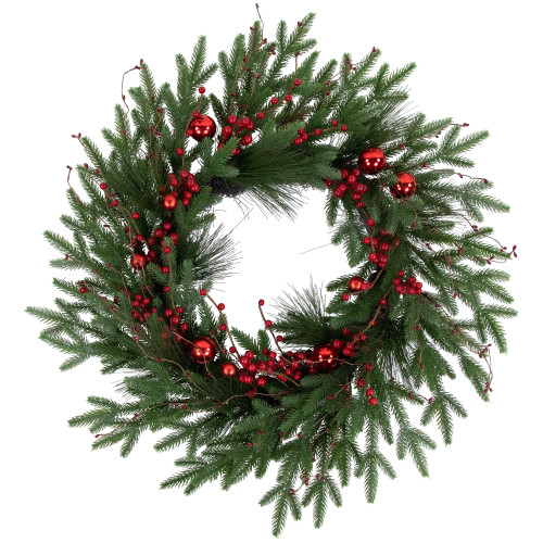 Real Touch?? Berries and Pine Artificial Christmas Wreath  - 32" - Unlit