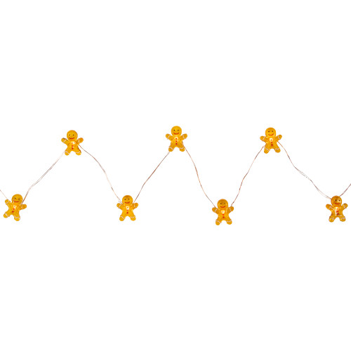 20-Count LED Mini Gingerbread Men Christmas Fairy Lights, 6.5 ft Silver Wire