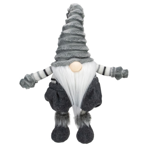 Bouncy Gnome Figure Christmas Decoration - 18" - Gray and White