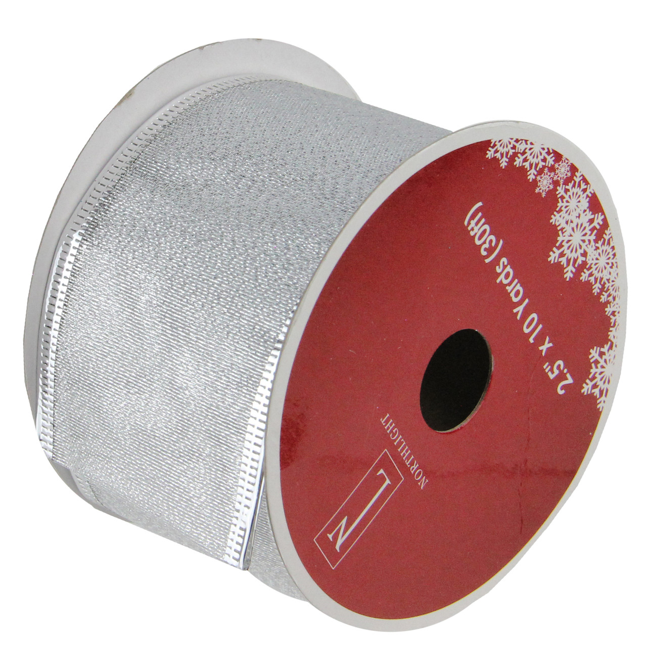 Shimmering Silver Christmas Wired Craft Ribbon 2.5" x 10 Yards