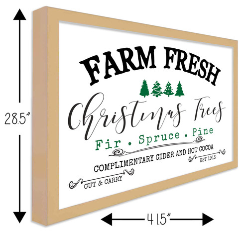 Christmas Tree Farm Fresh 28.5" x 41.5" Framed Christmas Wall Decor Art Print Sign Poster in a Natural Wooden Frame with UV Acrylic and Hangers