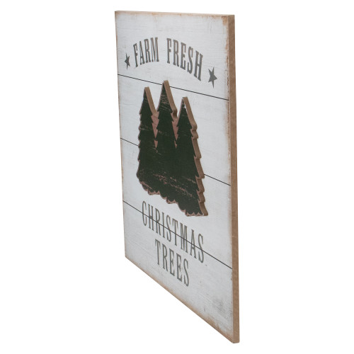 16" White Washed Farm Fresh Christmas Trees Wooden Wall Sign