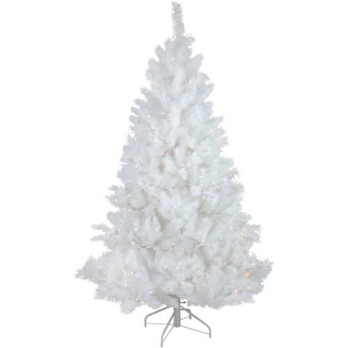 7.5' Pre-Lit White Alaskan Pine Artificial Christmas Tree, Warm White LED Lights