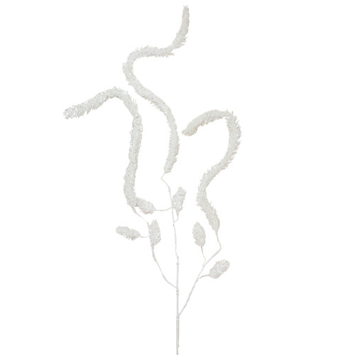 52" White and Silver Glittered Weeping Christmas Pine Spray