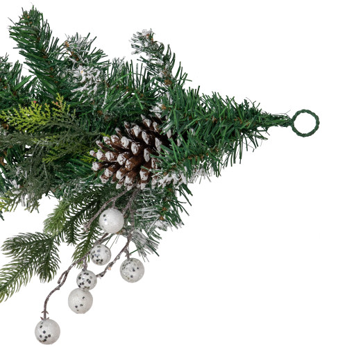 6' Green Pine Frosted Artificial Christmas Garland with Pinecones and Ornaments, Unlit