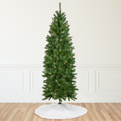 12' Pencil White River Fir Artificial Christmas Tree, Clear Lights