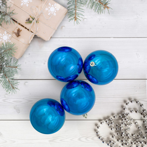 12ct Lavish Blue Shatterproof Christmas Ball Ornaments 4" (100mm)