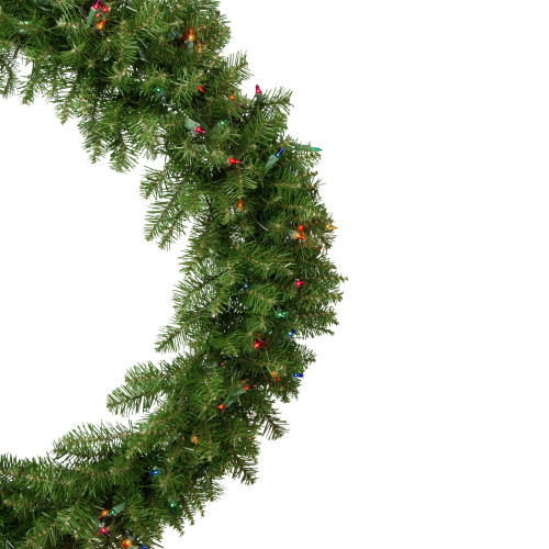 Pre-Lit Rockwood Pine Artificial Christmas Wreath, 36-Inch, Multi Lights