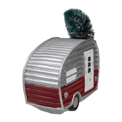 LED Lighted Camper with Pine Bough Christmas Decoration - 8.5"