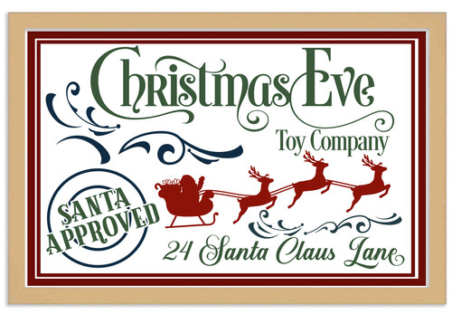 Christmas Eve Toy Company 16" x 23.5" Framed Christmas Wall Decor Art Print Sign Poster in a Natural Wooden Frame with UV Acrylic and Hangers
