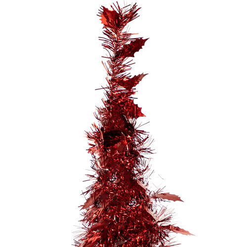 4' Red Tinsel Pop-Up Artificial Christmas Tree, Unlit