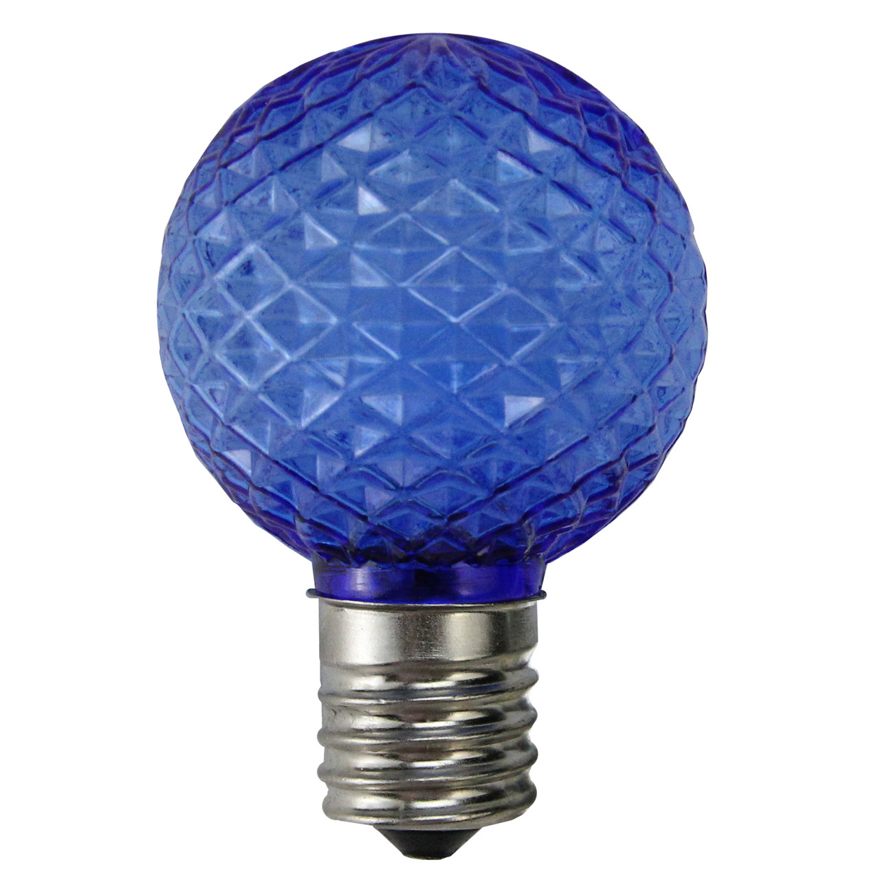 Pack of 25 LED Blue Faceted G40 Globe Christmas Replacement Light Bulbs