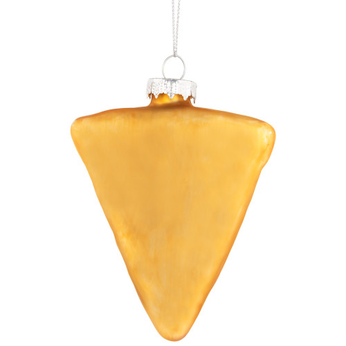 4.25" Cheese and Pepperoni Pizza Slice Glass Christmas Ornament