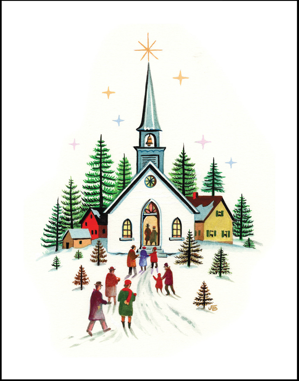 Christmas Church Winter Scene Wall Decor Art Print